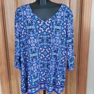 Kim Rogers graphic top 3/4 sleeve